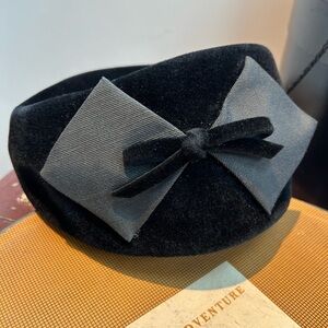 Vintage Black Velvet Pill Box Hat